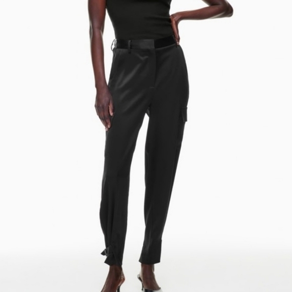 Babaton Satin Elegant Black Women's Pants - Picture 1 of 4